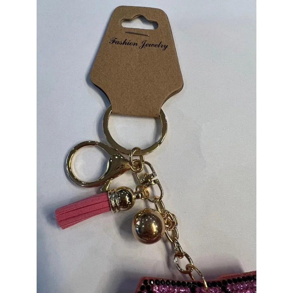 NWT Fashion Jewelry Rhinestone Pink Diamond Keychain/Bag Clip‎